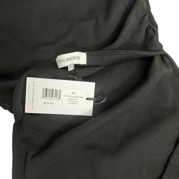 WeWoreWhat Ruched High Neck Midi Dress Black Size XS Minimalist Baddie‎ - Picture 5 of 11